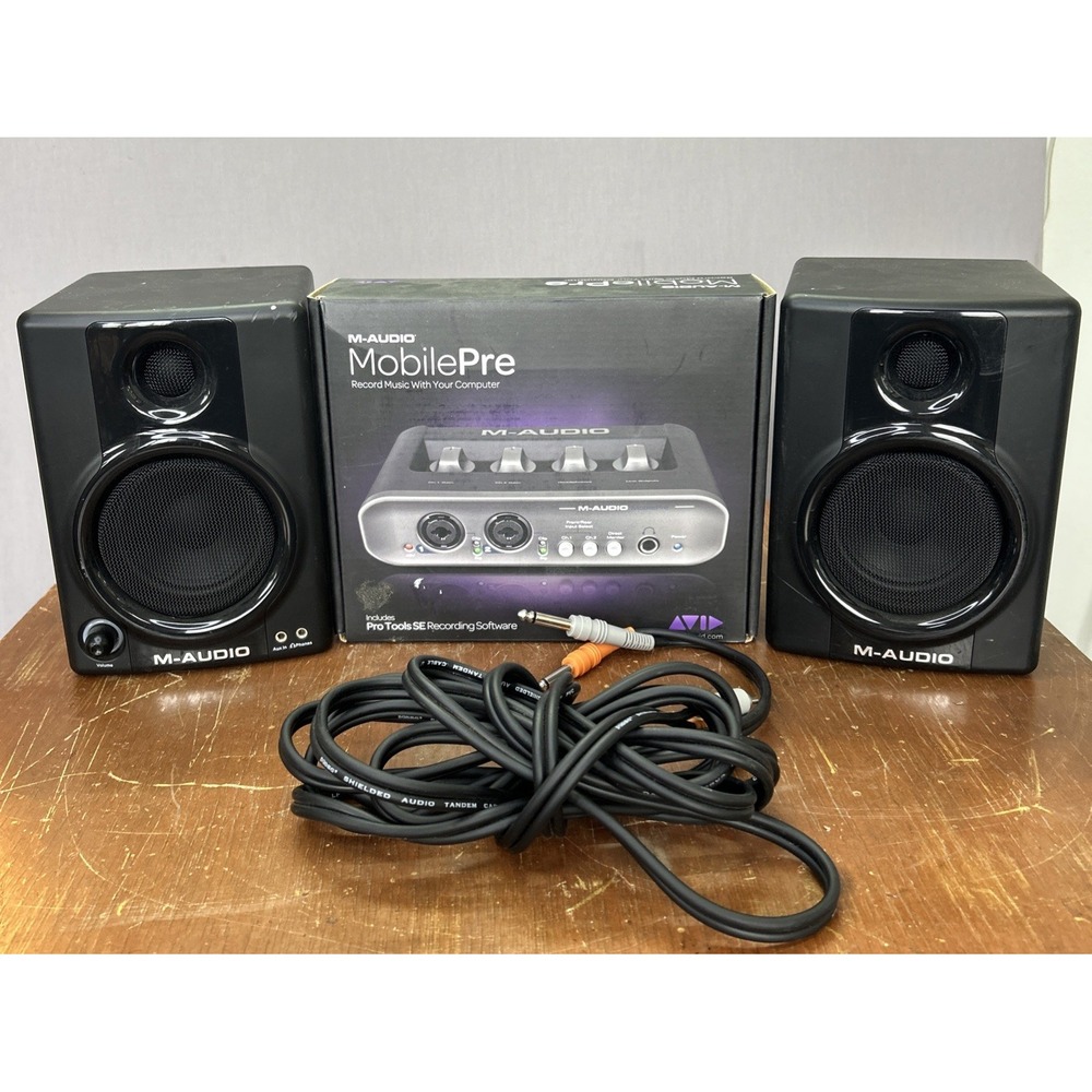 M-Audio MobilePre USB Audio Interface Studiophile AV30 Monitor Speakers Bundle